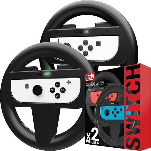 Orzly Pack De Dos Volantes para Usar con los Joy-con de Nintendo Switch – Negro [con luz indicando Jugador]