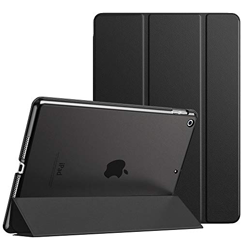 MoKo Funda para Nuevo iPad 9ª Generación 2021/iPad 8ª Gen 2020/ 7ª Gen 2019, iPad 10.2 Case, Delgada Función Protectora Soporte Plegable Cubierta Inteligente Trasera Translúcida- Negro