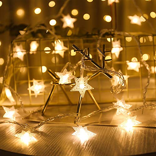 1 UNIDS 1M / 3MED GARANDO HOLDAY Copos de nieve String Luces de hadas Adornos de la batería Ornamentos for colgar árbol de Navidad Año Nuevo Decoración for el hogar Navidad (Color : Star warm)