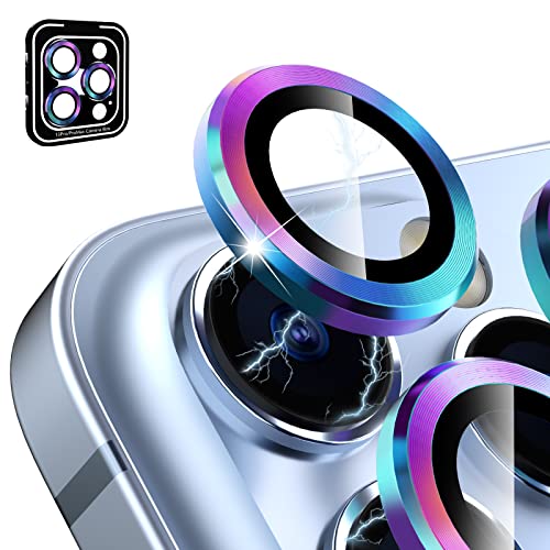 CloudValley Protector de Lente de Cámara Compatibile con iPhone 13 Pro/iPhone 13 Pro Max,[Cristal Templado & 9H Dureza] HD Vidrio Templado e Aleación de Alumio Protector Camara - Colorido